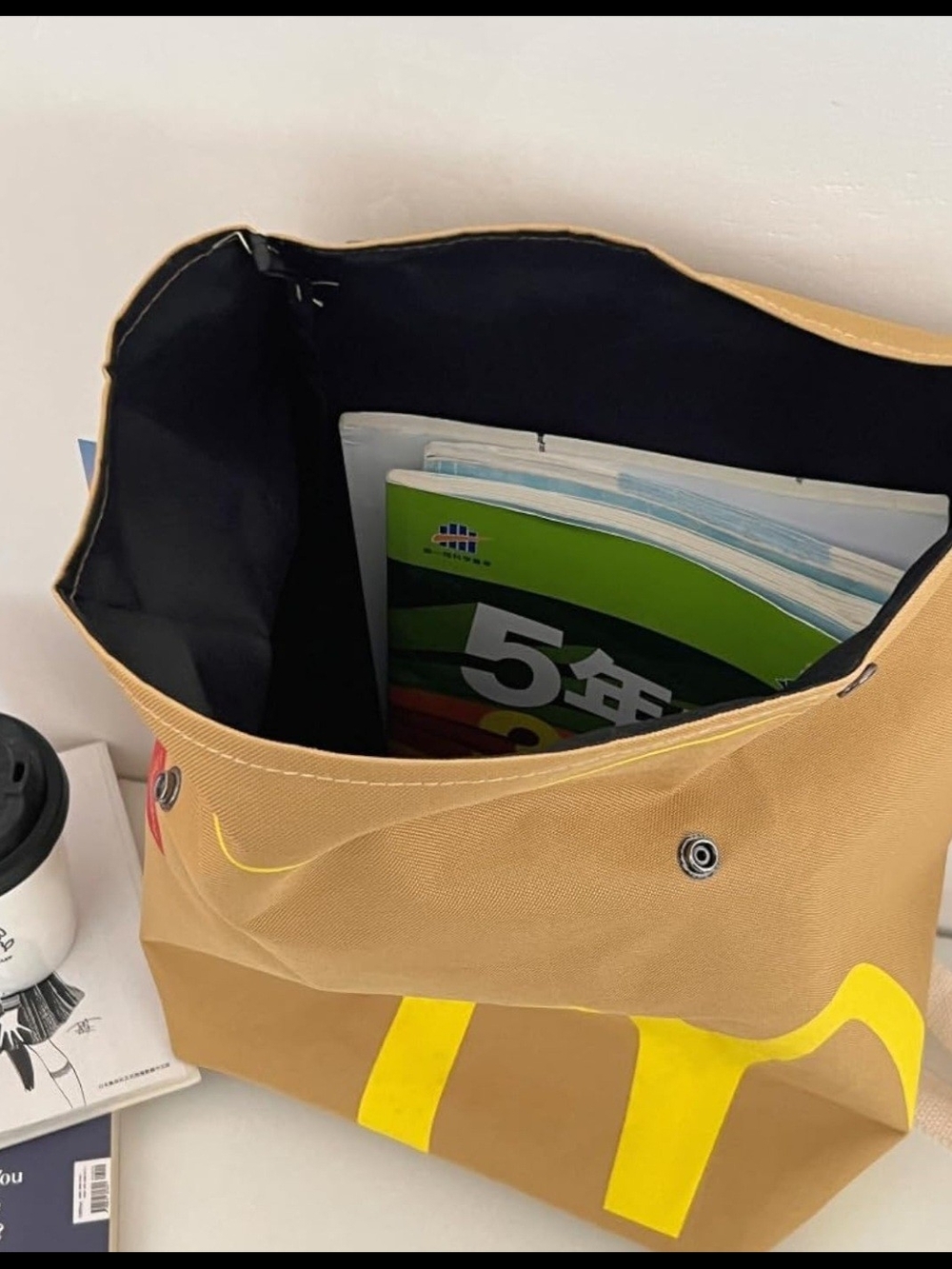 Brown Canvas Roll-Top McDonalds Backpack with Yellow Accent. HOT ITEM! - Picture 3 of 12